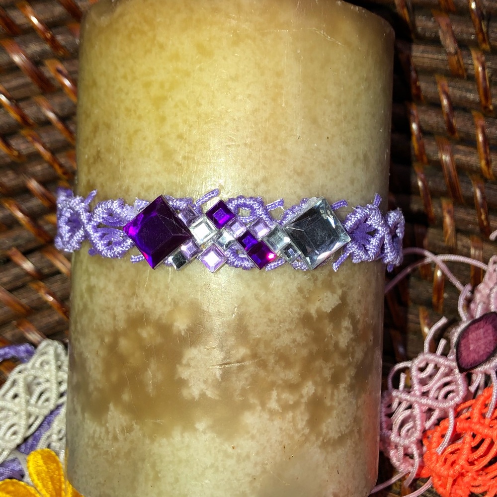 Candle decor lace wreath adjustable crystal NEW